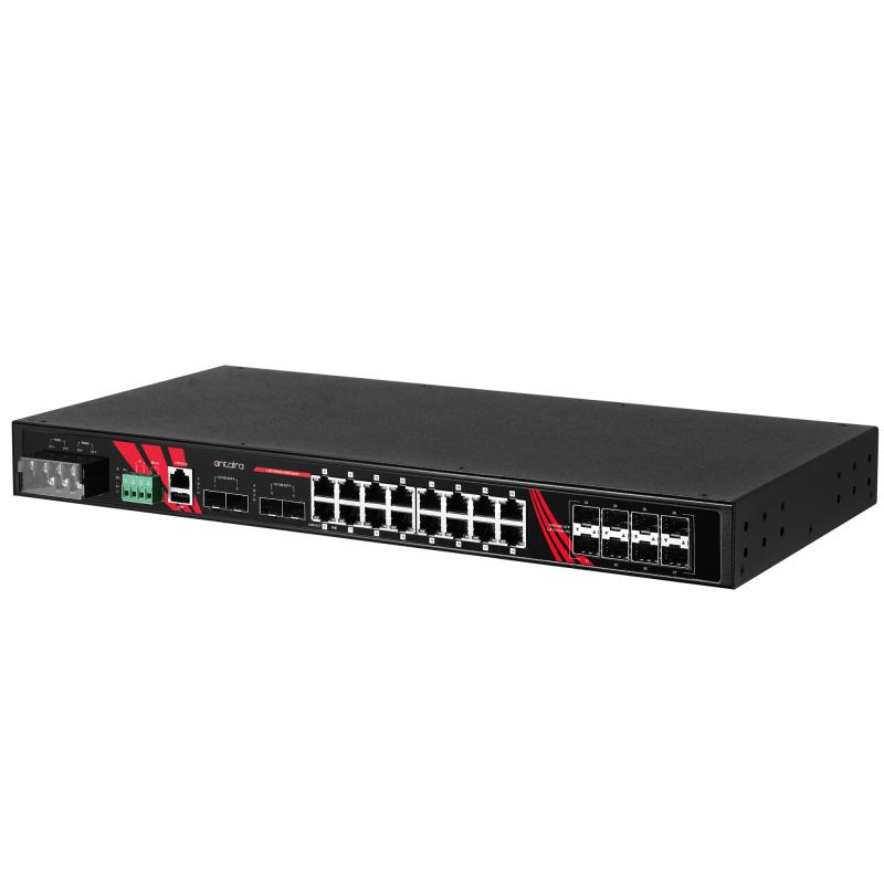 28-Port Industrial Managed PoE+ Switch, 16 x 1000T, erw. Temperaturbereich