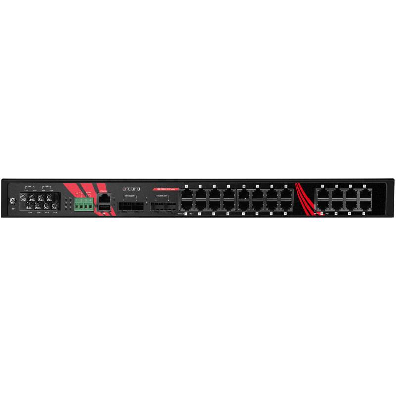 28-Port Industrial Managed Gigabit Ethernet PoE+ Switch, 24 x 1000T, erw. Temperaturbereich