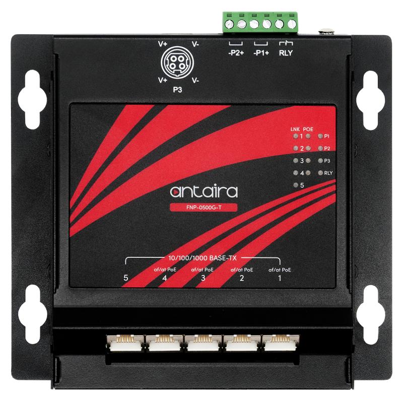 5-Port Industrial Gigabit PoE+ Unmanaged Flat Ethernet Switch, IP30, 48-56VDC